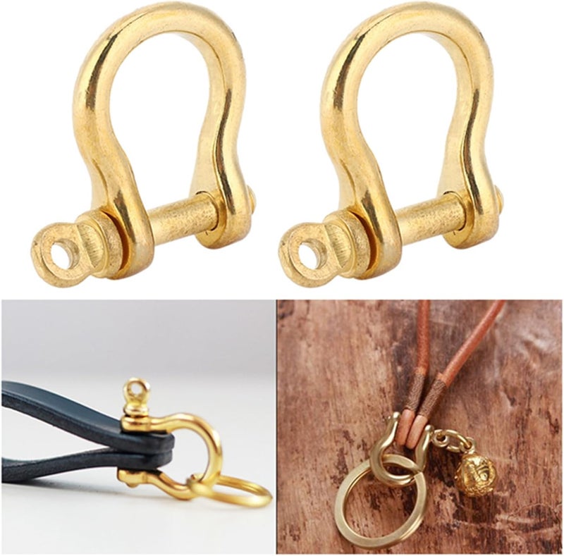 Kodrily 2Pcs Brass D Ring Shackles, 0.39in Key Shackle, Golden Anchor Shackle Fob, U Type Screw in Shackle, Portable Mini Shackle Horseshoe Clasp for Key Ring Hook Buckle, 10mm - Image 4